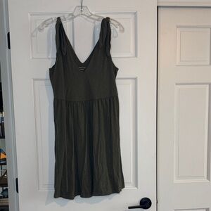 American Eagle Outfitters Olive Green Tie-Shoulder Mini Dress